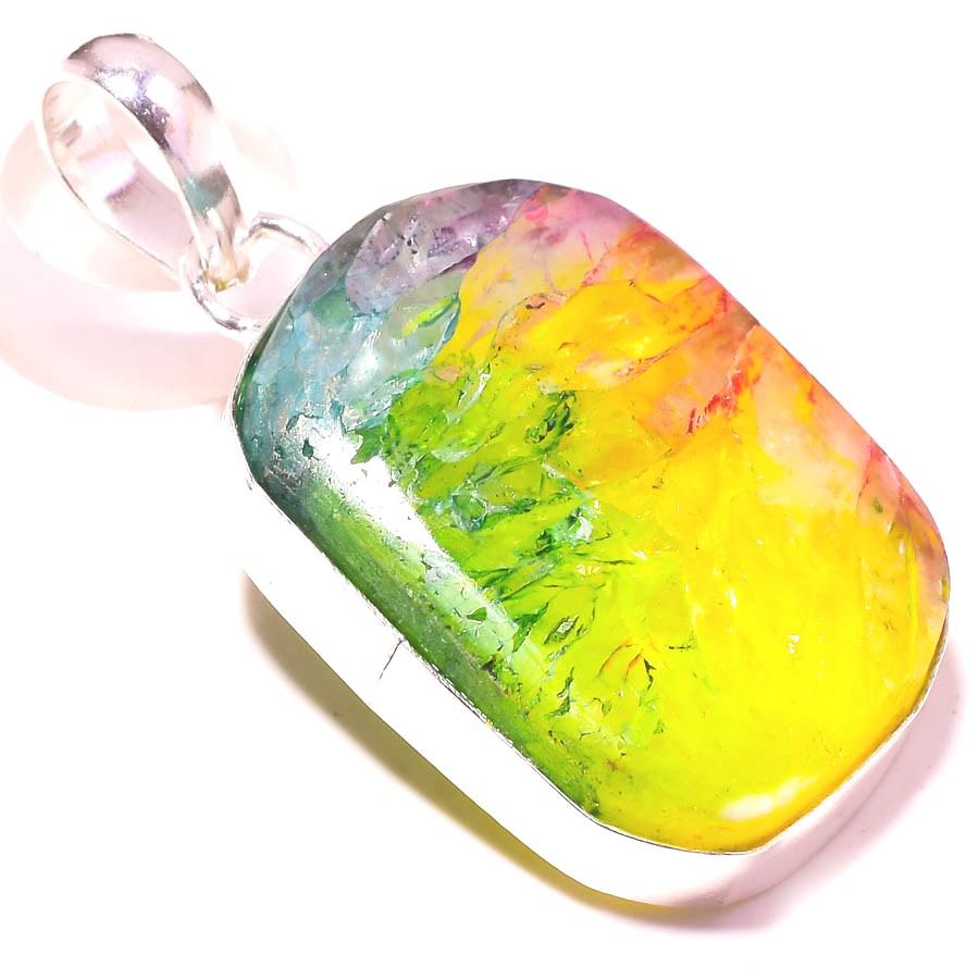 

Multi Solar Quartz Gemstone Pendant Handmade Wedding Gift Jewelry 1.9 c5o08