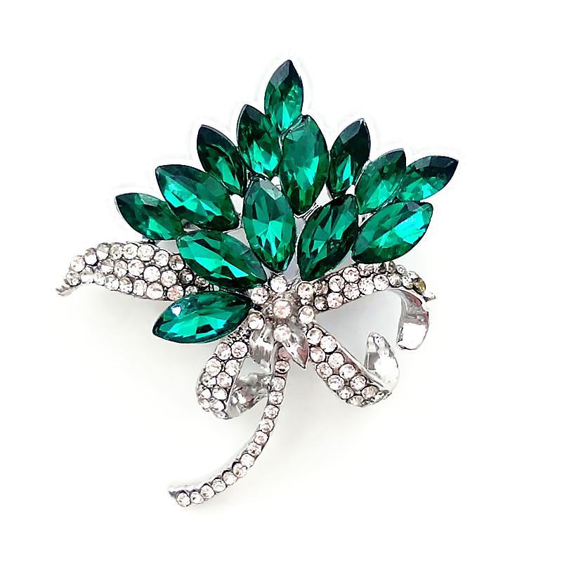 Exquisite Ink Orchid Rhinestone Bouquet Crystal Brooch Corsage Accessory