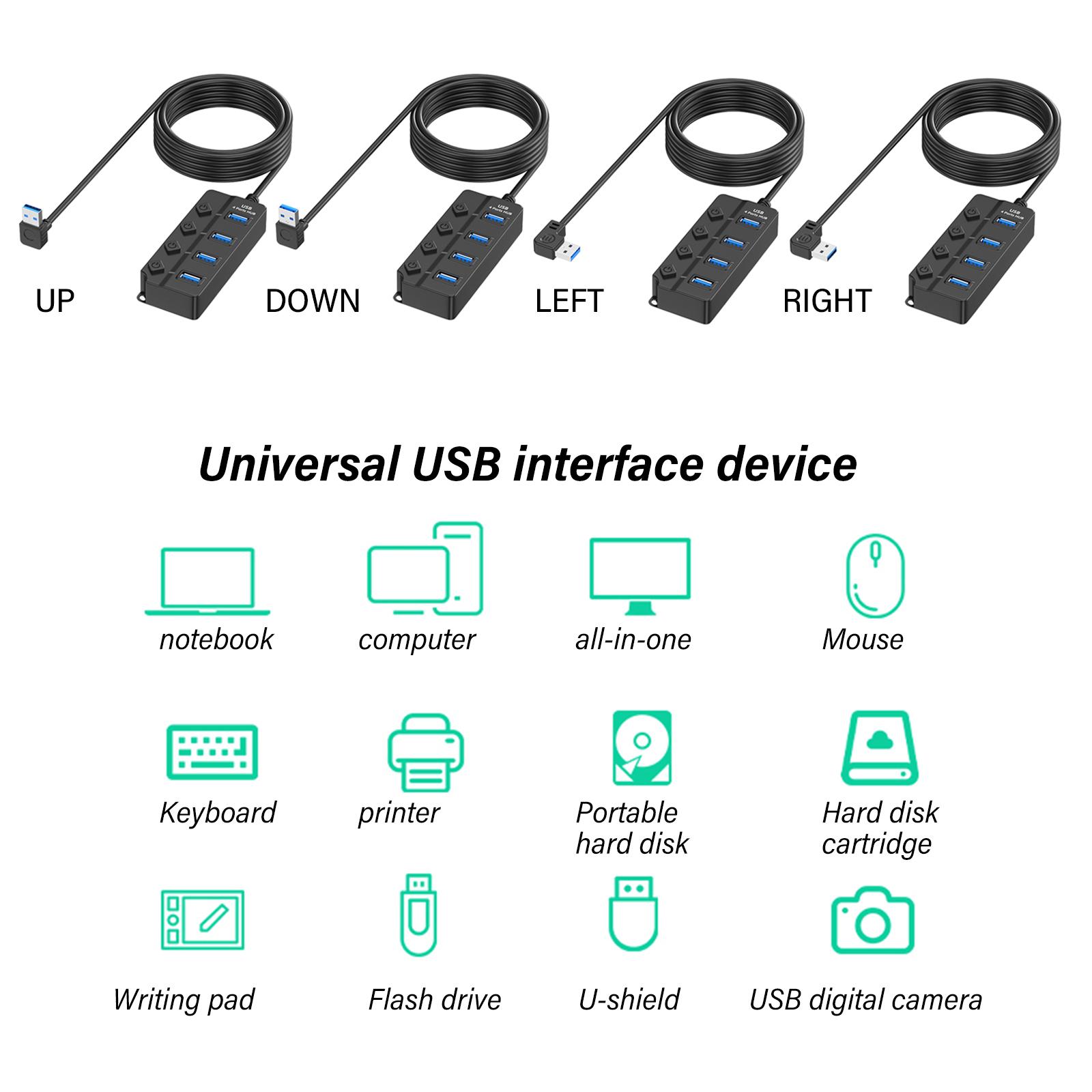 

USB 2.0 концентратор 4 порта высокоскоростной адаптер с индивидуальными переключателями для передачи данных ПК ноутбука (черный) 100