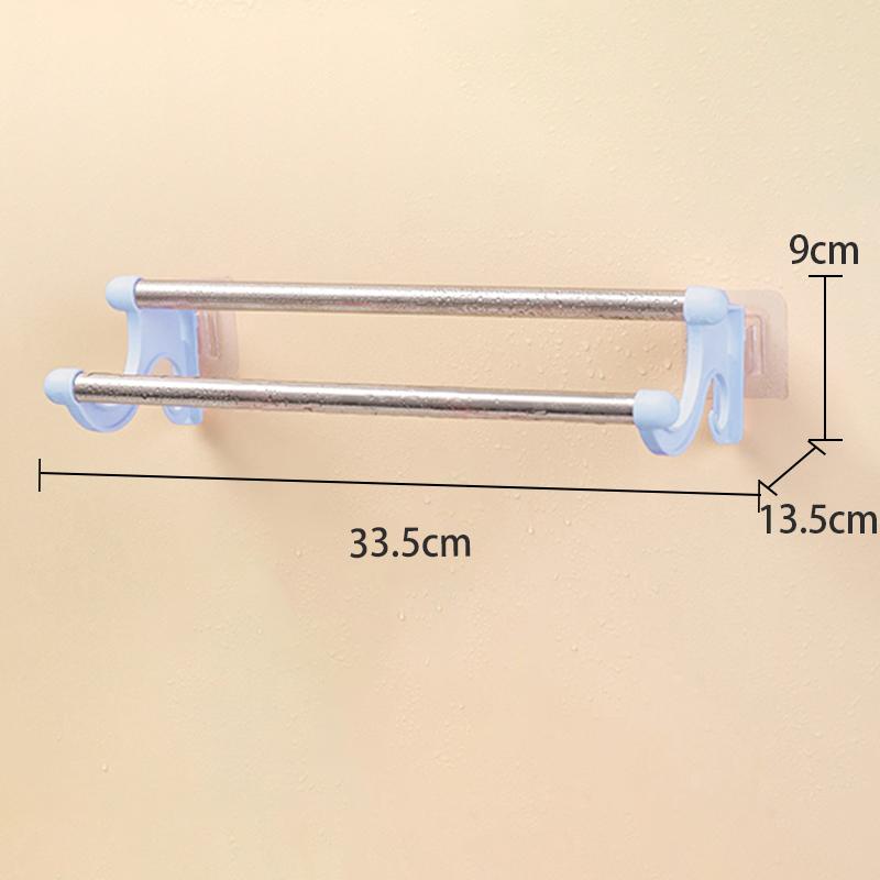 Stainless Steel Double Towel Holder No Need Perforated Rack Bathroom Kitchen Wall-Mounted Towel Rack Holder Bathroom Accessories