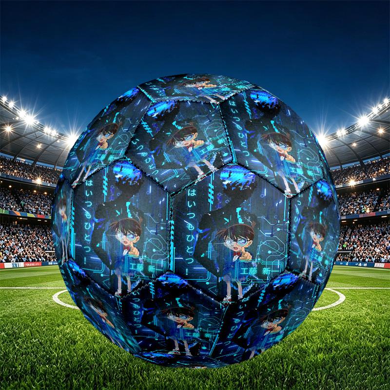 Detective Conan Print Size 5 Soccer Ball, PU Wear Resistant Football for Match Training and Daily Practice, Birthday Gift for Soccer Fans