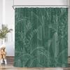 Modern Simple Tropical Leaves Shower Curtain Monstera Palm Leaf Greening Bathroom Decorative Polyster Shower Curtain With Hook