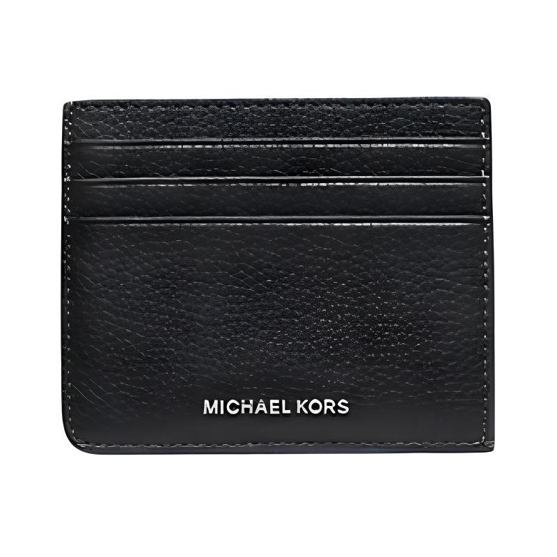 MICHAEL KORS Hudson Silver Logo Hardware Nubuck Leather Card Holder Men s Black чёрный