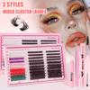Color False Eyelashes 10-18Mm Single Cluster 60D + 80D + 100D Multi-Hair With Eyelash Glue Set