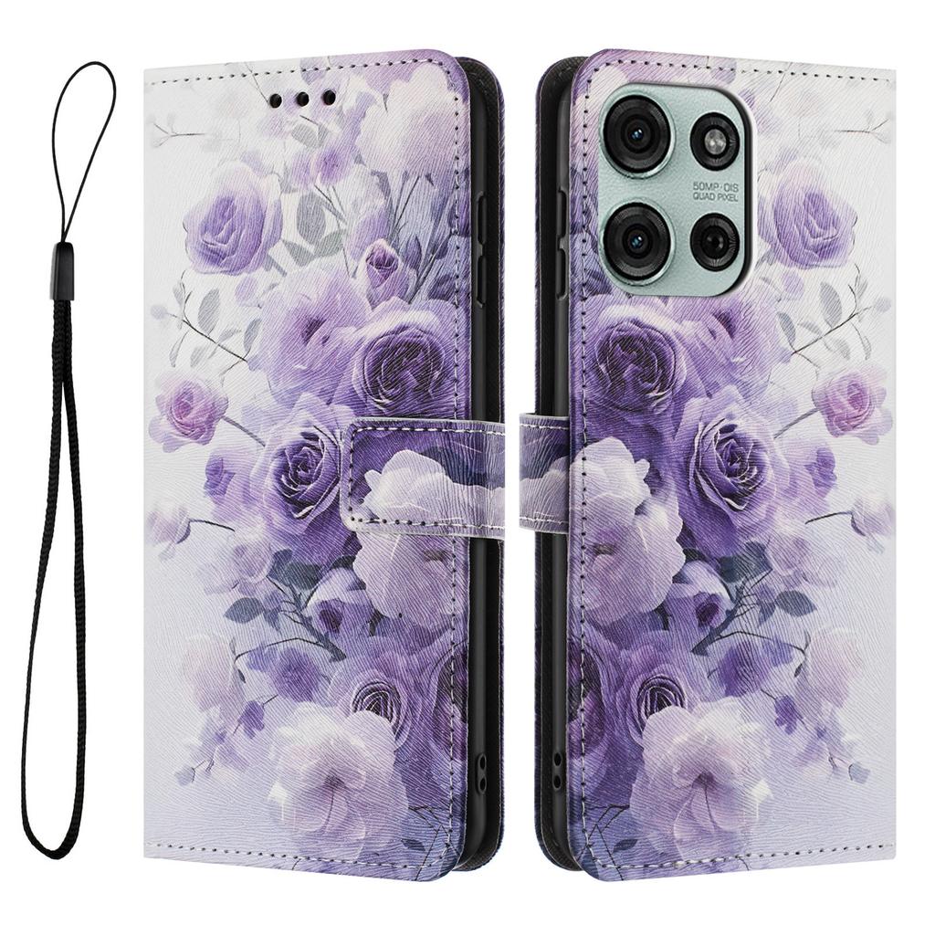 Dla Motorola Moto G86 Power 5G/Motorola Moto G86 5G Etui Portfelowe Wzór Nadruku Skórzane PU Pokrowiec na Telefon ze Sznurkiem