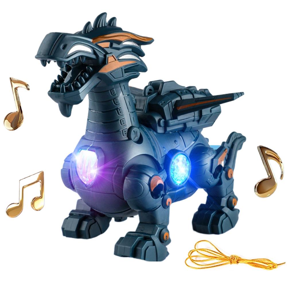

Electric Walking Dinosaur Plaything With Leash Led Lights Music Interactive Robotic Animal Pet For Kids Birthday Present Without Battery