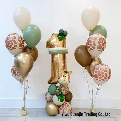 Set di Palloncini Giungla Giraffa e Foglia Verde per il 1° Compleanno dei Bambini