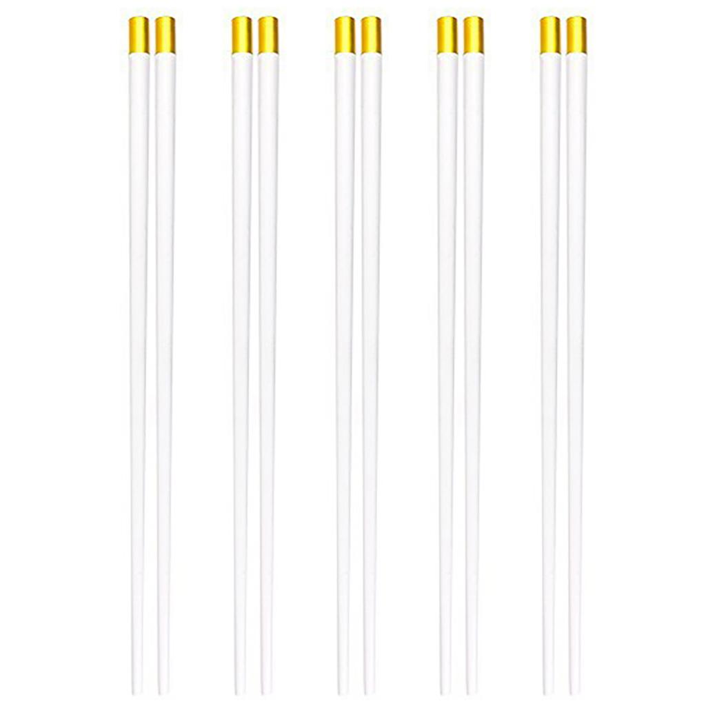 5 Pairs White Gold Chopsticks Set Healthy Korean Sushi Sticks Chopsticks Reusable Non-slip Chopsticks For Party Hotel Restaurant