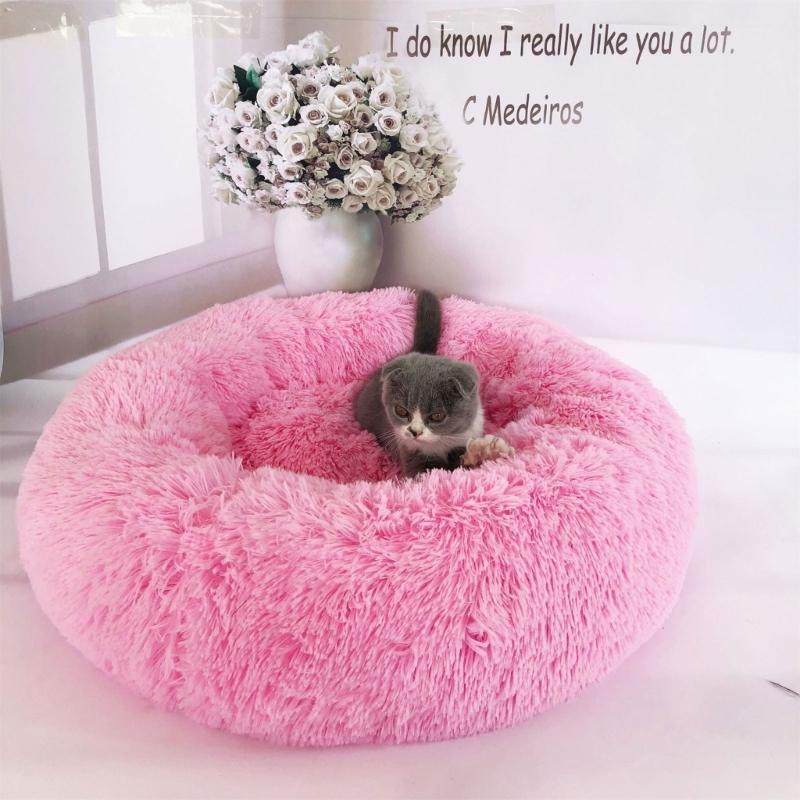 Cat Bed for Indoor Cat Winter Soft Round Sofa Bed Handmade for Small Kitten