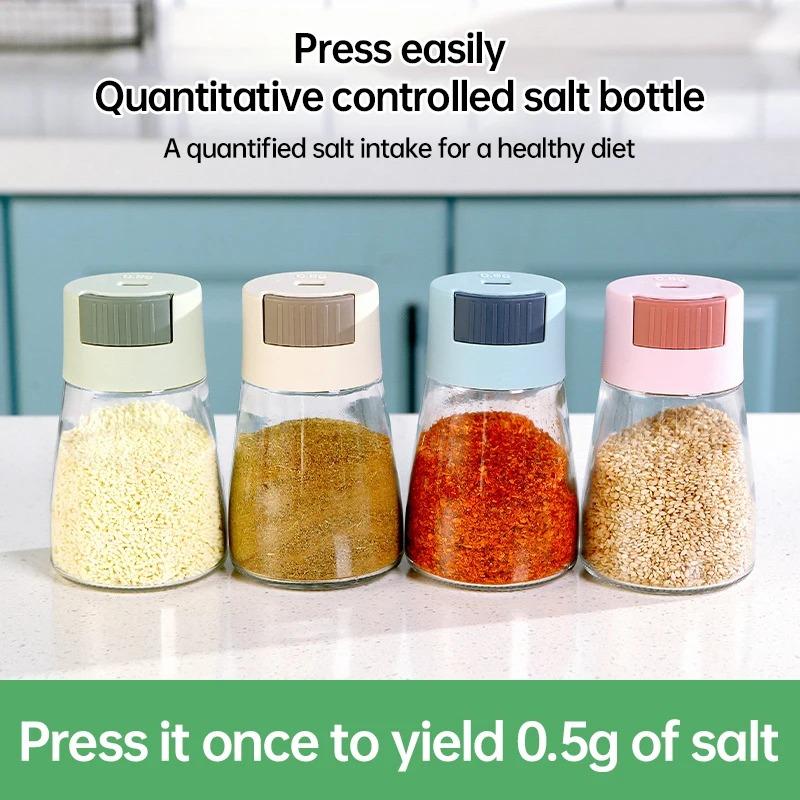 Measuring Salt and Pepper Shakers Precise Quantitative Ration Spice Dispenser Air-Tight Clear Glass Seasoning Bottle for Kitchen