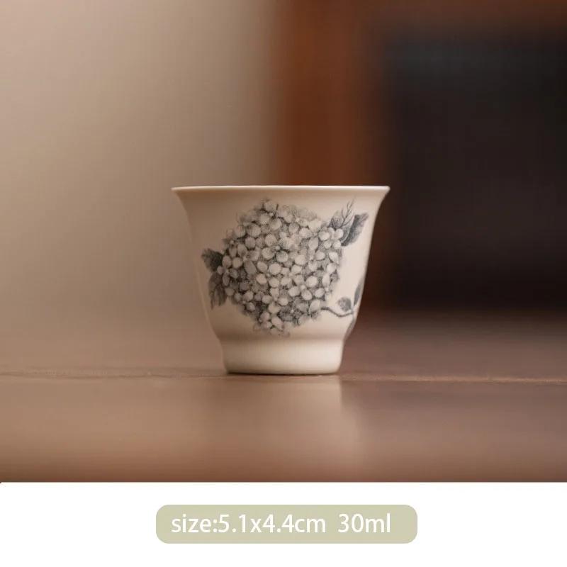 1 Pc Chinese Hand-painted Flowers Ceramic Tea Cup Vintage Master Cup Tea Bowl Handmade Porcelain Teacup Tea Set Accessories