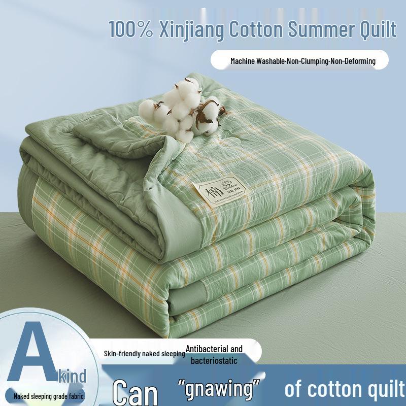 Class A Xinjiang Cotton Summer Quilt - Pure Cotton Filling, Washable, Ideal for Dorms & Single Beds