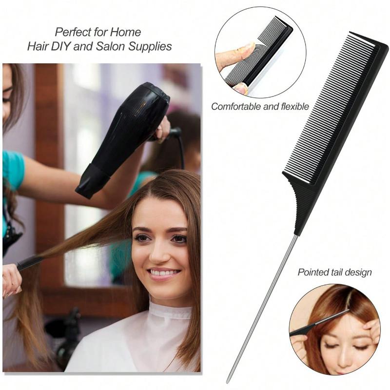 3pcs/set Hairdressing Tools Including Teasing Brush, Dip Dye Brush, Pointed Tail Comb, Eyebrow Brush, Great For Diy Hairstyles