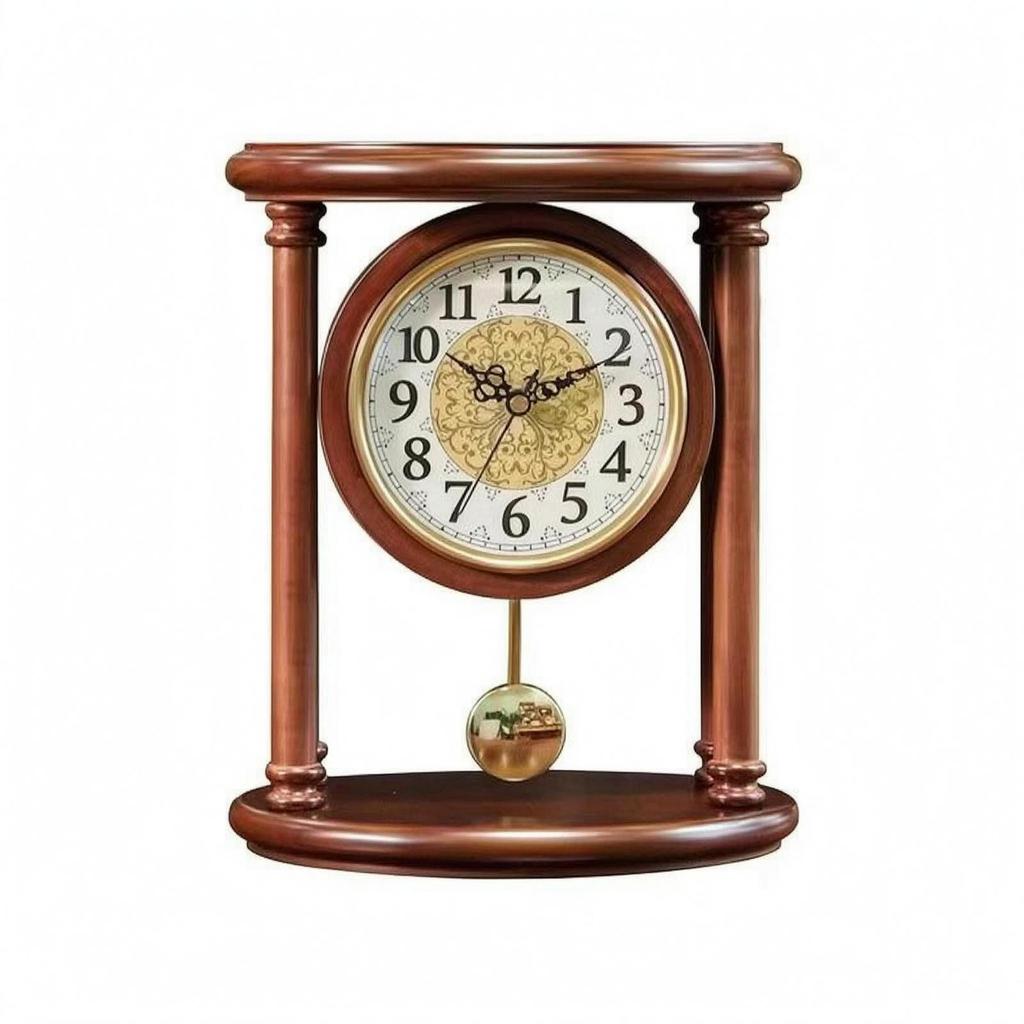 Wooden Pendulum Clock Solid Wood Retro Arabic Numerals