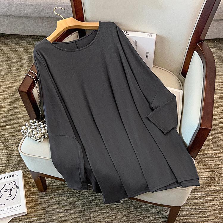 

2026 Spring New Arrival: Plus Size Women s Casual Loose Batwing Sleeve Top 4XL (140-240 jin) серый