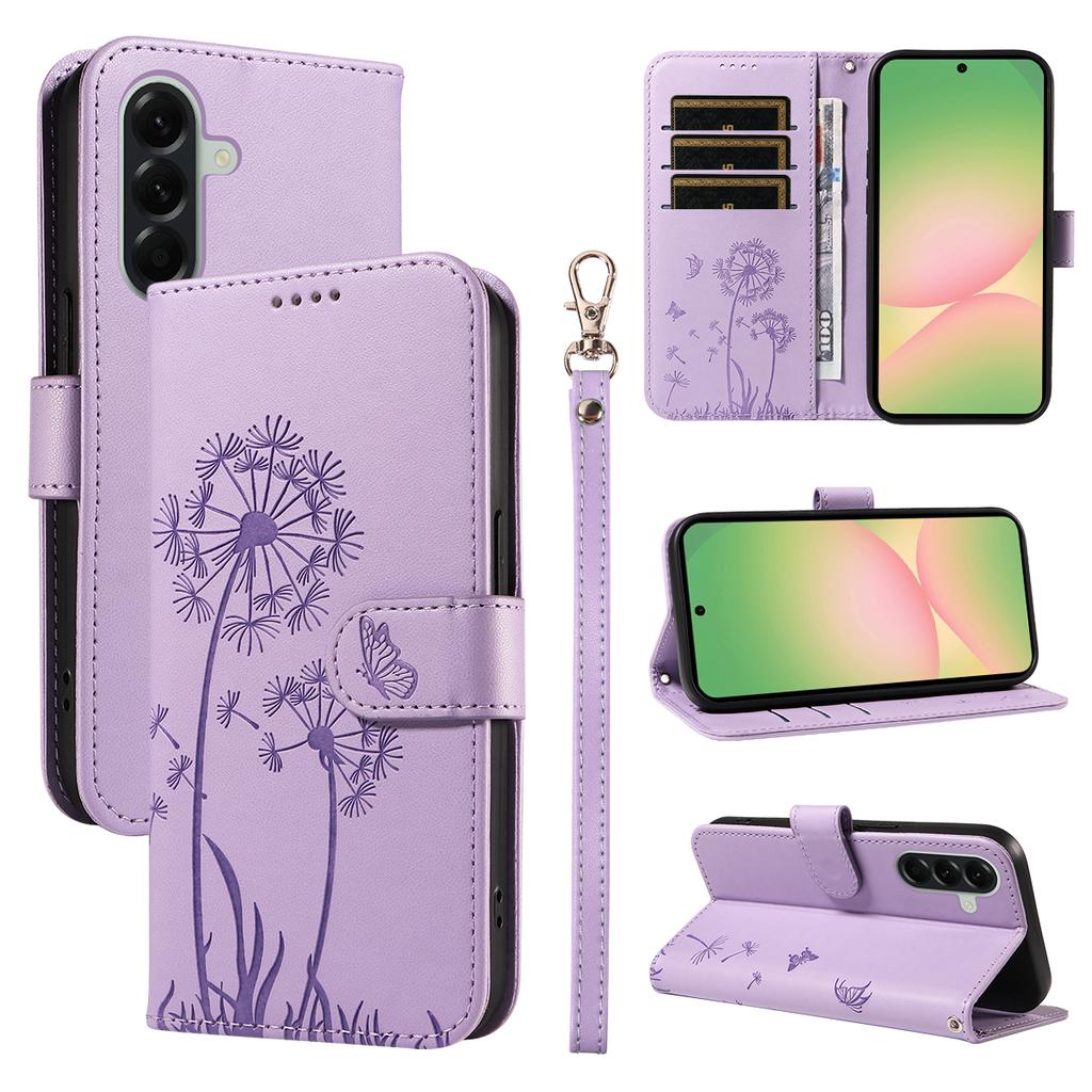 For Samsung Galaxy A57 5G Leather Wallet Case with Strap Dandelion Imprint Phone Stand Cover