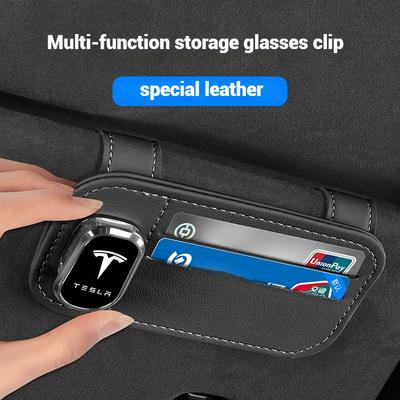 Multifunction Car Logo Glasses Clip For Model 3 Model S Model X Model Y Interior Accessories Car Card Clip Sunglasses Clip