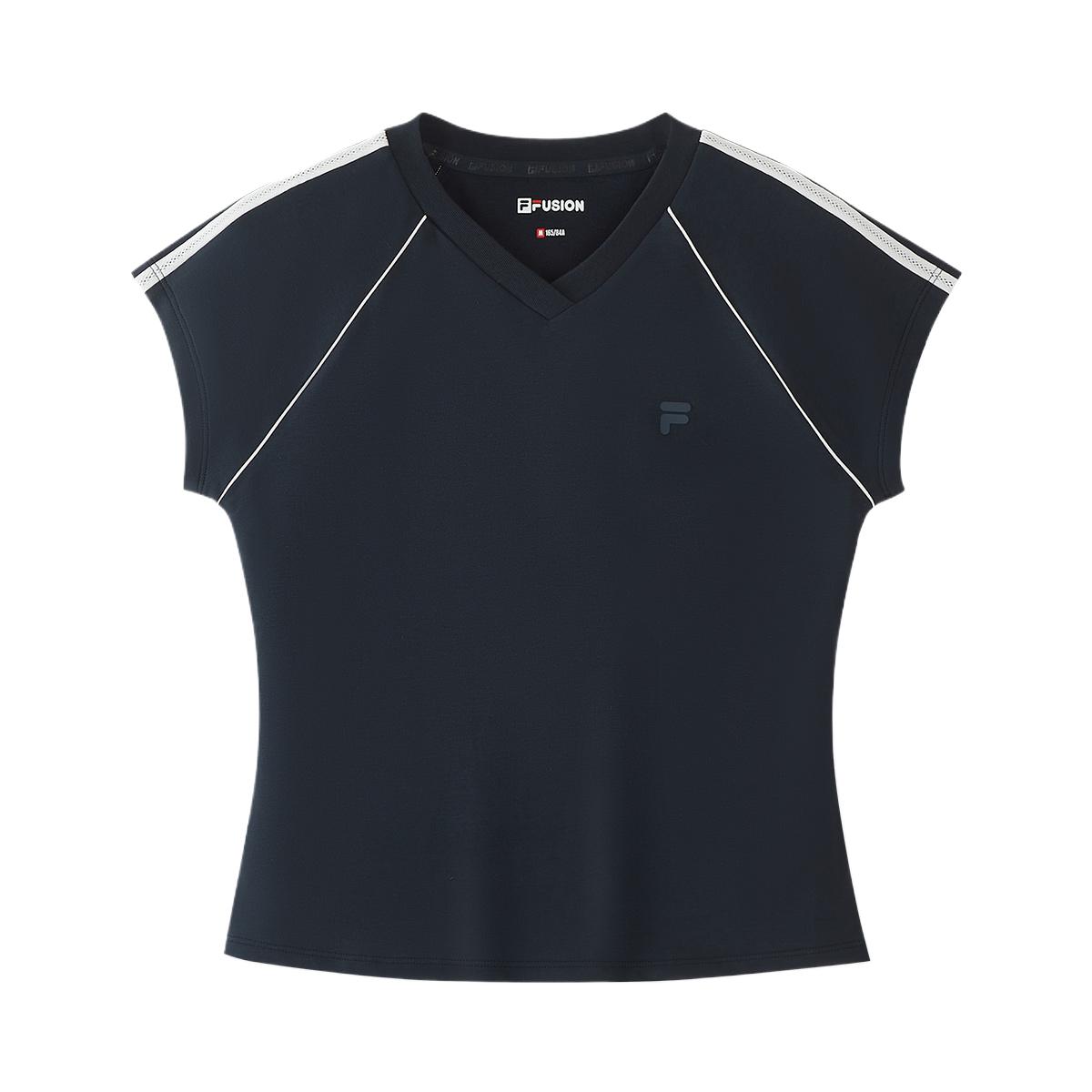 FILA Fusioneer Comfortable V-Neck Pullover Yoga T-Shirt Women tops T11W625106GBU M