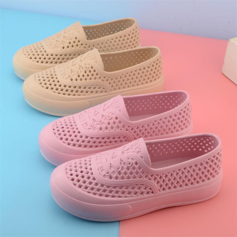 White Mesh Breathable Flat Bottom Anti Slip Women's Work Shoes Comfortable Summer Plastic Rain Shoes