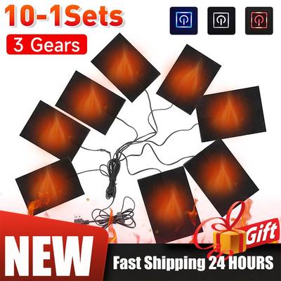 1-10PCS 3 Levels Electric Cloth Heater USB Heating Pads Outdoor Thermal Winter Heating Vest Pads Vest Heater for Outdoor Cycling