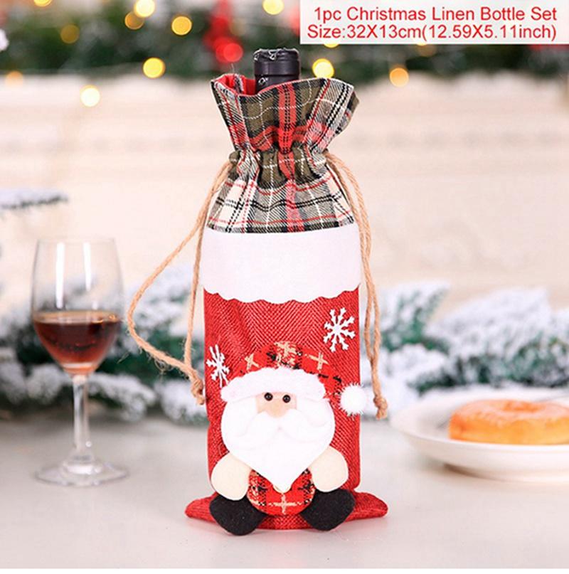 Christmas Wine Bottle Cover Merry Christmas Decorations For Home 2024 Christmas Ornament Xmas Navidad Natal Gifts New Year 2025