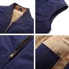 Winter Plus Size Men Cotton Multi Pockets Thicken Work Waistcoat Casual Warm Sleeveless Jacket 