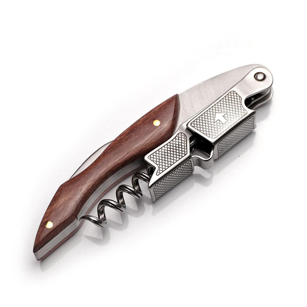 Professional Waiters Corkscrew,Wine Key with Ergonomic Wood Grip, Beer Bottle Opener, and Foil Cutter