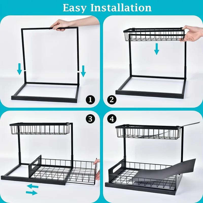 2-layers bottom pull-out storage rack,under-sink storage rack,kitchen storage rack, drain rack,snack storage,bathroom storage.