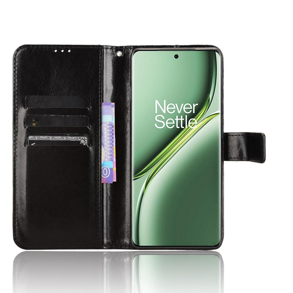 For OnePlus Ace 3 Pro 5G Wallet Case Leather Phone Cover Crazy Horse Texture
