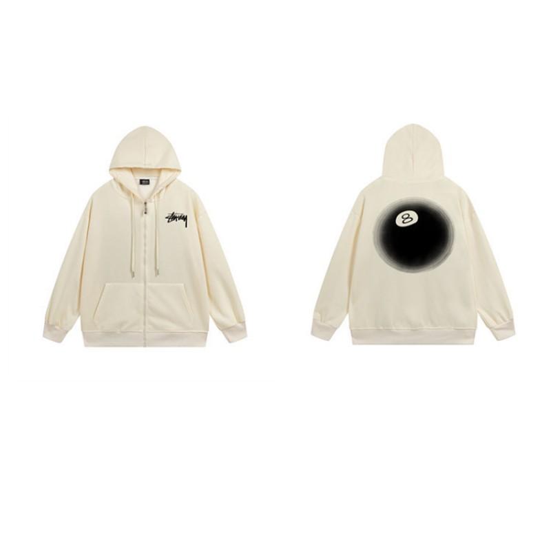 Mens Hooded Zip-Up Fleece-Lined Sweatshirt With Letter Print Casual Oversized Pullover Winter Jacket