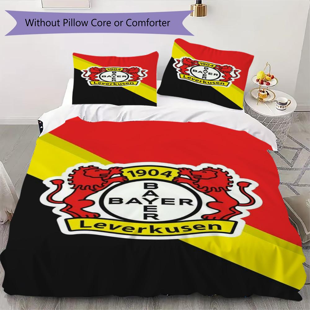 Bayer 04 Leverkusen Pattern Bedding uilt Set uilt Cover Pillowcase Home Decoration Birthday Gift (1 * duvet cover + 2 * pillowcase without core) 135x200cm