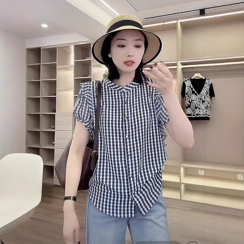 Trendy Plaid Women's Short-Sleeve Shirt - Summer 2025 Collection
