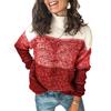 2026 Neuer Damen Colorblock Pullover, Gestreiftes High-Neck Strickoberteil, Langärmeliger Lässiger Pullover für Herbst Winter