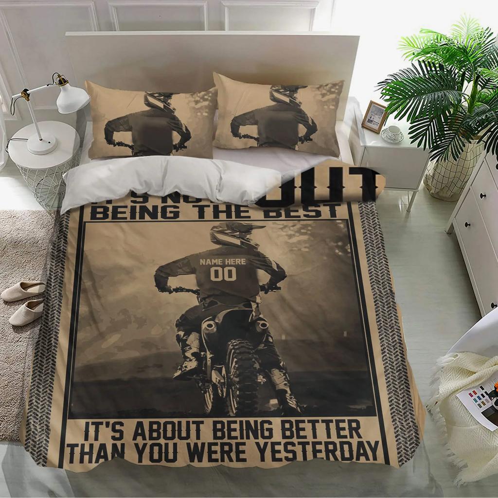 Bicycle Rider Duvet Cover Toddler Size For Kids,Mountain Bike Bedding Set For Teens Adults,Watercolor Quilt Cover