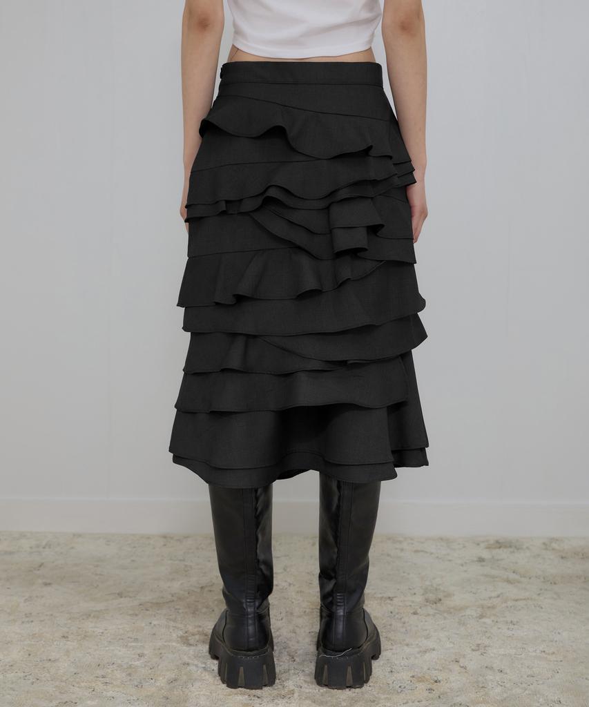 Peulleeoeob Faye Frill Midi Skirt (Fl-246_Black)