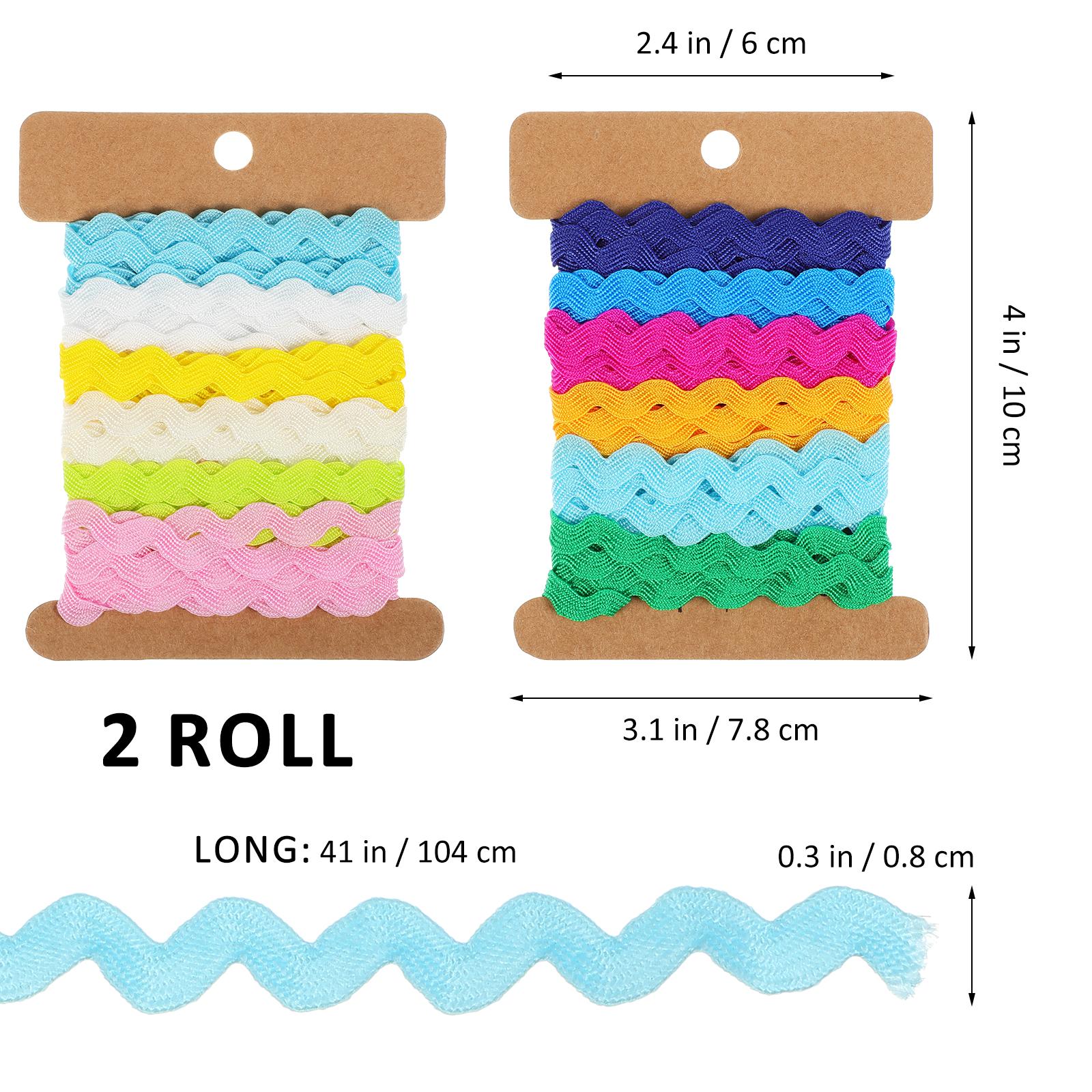 2 Roll Wavy Ribbon Six Color Row S Shape Fabric Lace for DIY Accessories Clothing Edges Decoration Ribbon S Shape Colorful Lace