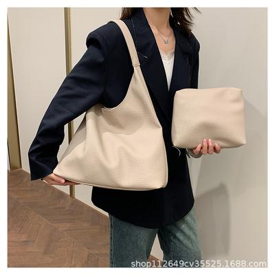 Large Capacity Fashion Pu Tote Bag Portable Simple Shoulder Bag Women's 2026 New Fashion Armpit Bag