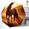 1pc Horse Sunset Automatic Folding Umbrella Portable Collapsible 8-Rib Umbrella for All Seasons, Casual Outdoor Accessory, B63