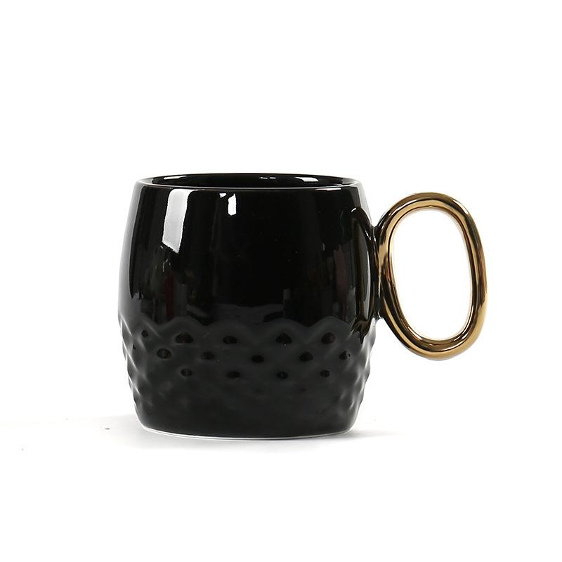 Ceramic Water Cup Xingba Coffee Cup Pineapple Gold Handle Black Office Cup High-End Gift