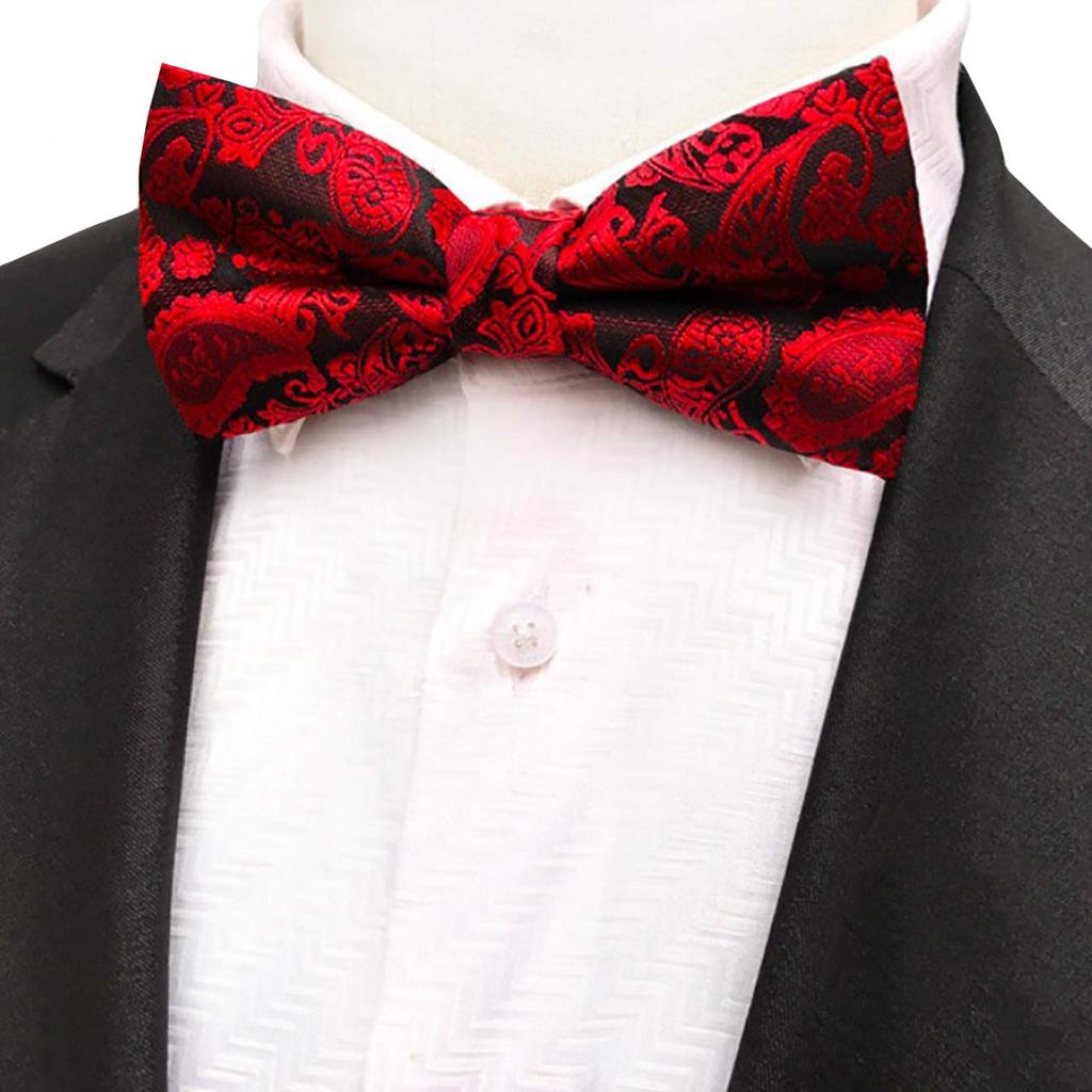 WHITE FANG Fliege - Stilvolle gemusterte Fliege für Business-, Anzug-, Formelle und Hochzeitsanlässe - Herren NC019 (09: Rot w9)