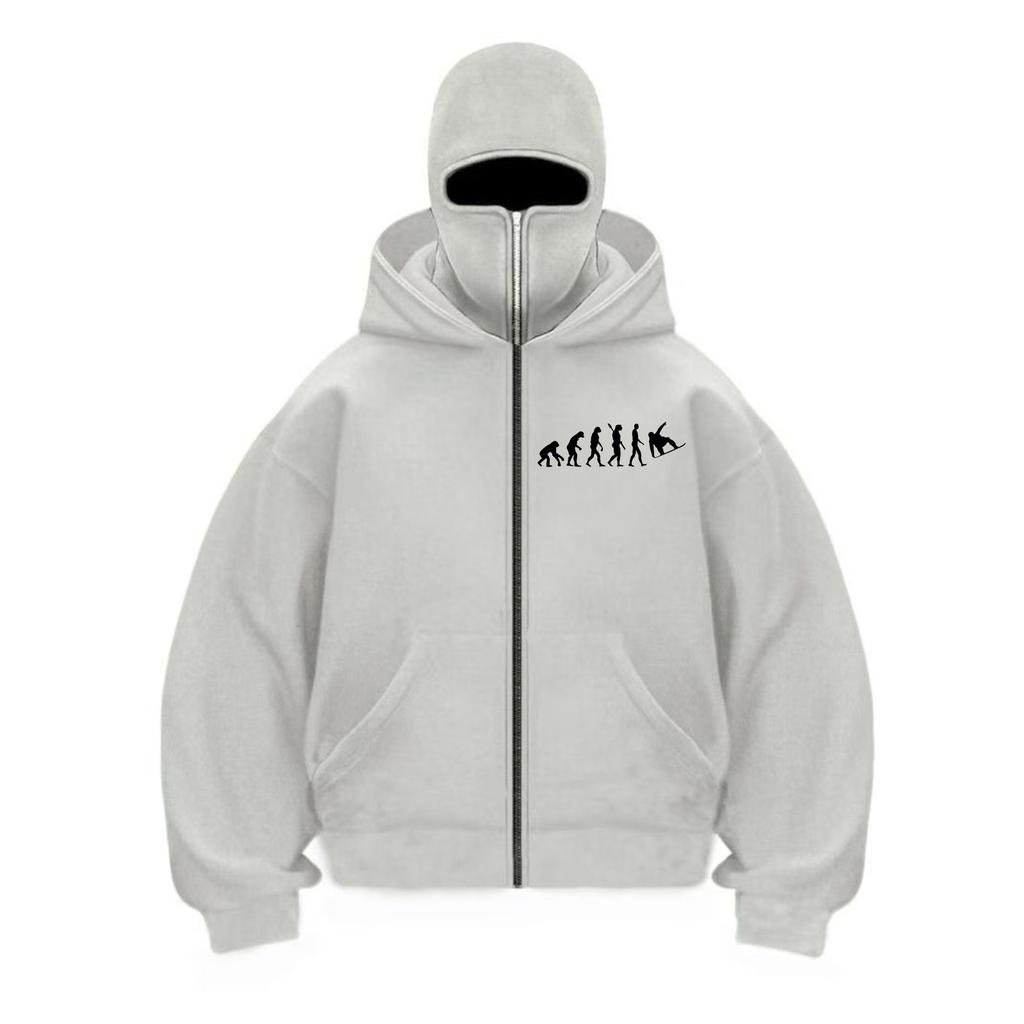 Men's Double Hood Loose Outdoor Trendy Hood Cardigan Zipper Hoodie