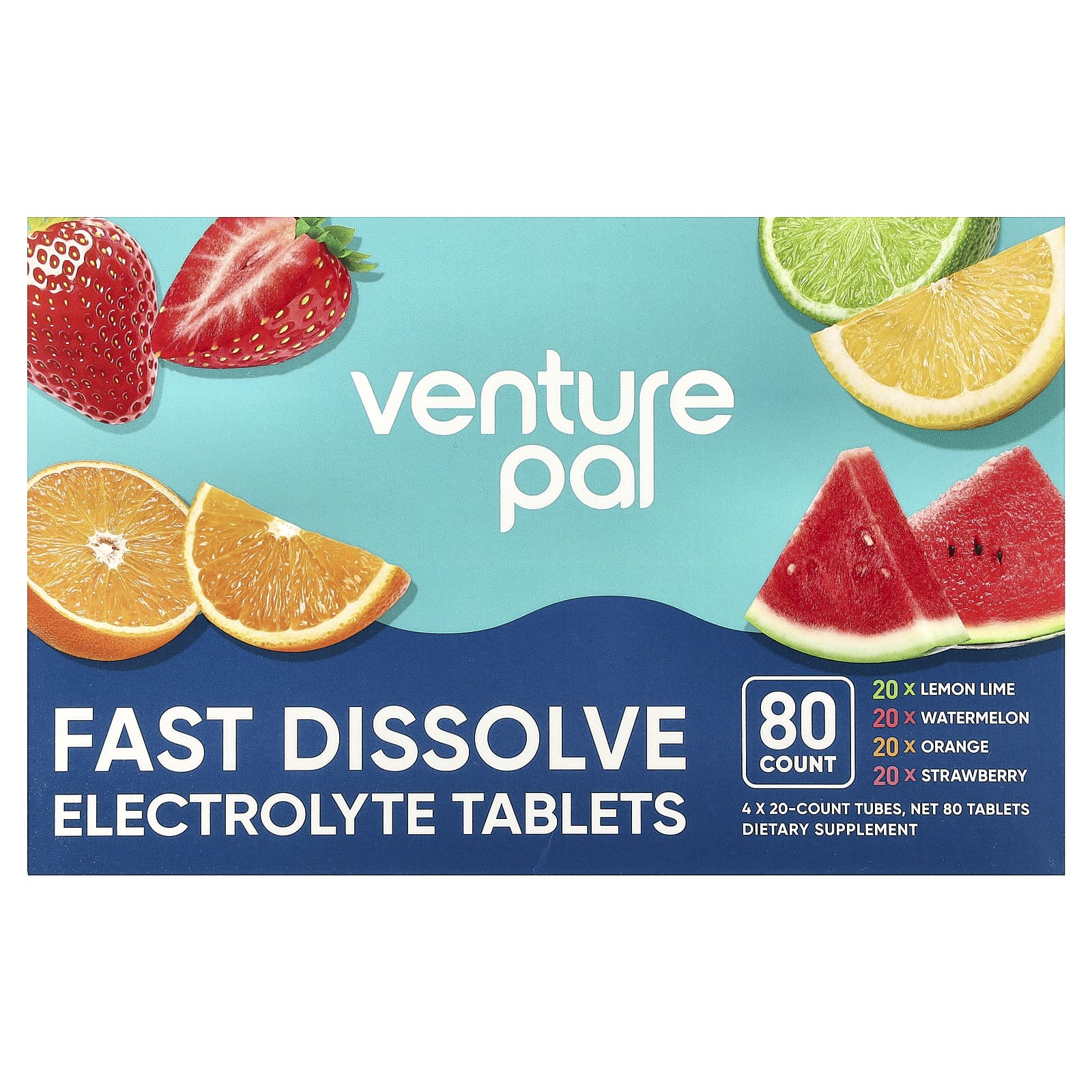 

Venture Pal, Fast-Dissolving Electrolyte Tablets, Variety Pack, 80 Tablets