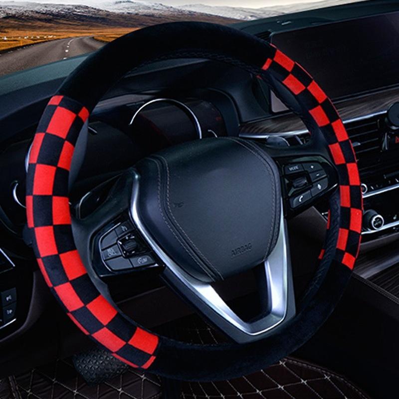 Car Steering Wheel Cover Plush Handle Cover Flocking Autumn and Winter Universal Warm and Non-slip
