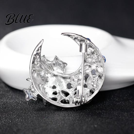 Charm Enhancing Brooch Moon Stars Design Sparkling Rhinestone Alloy Clothes