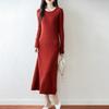 Women Sweater Dress 100% Wool MODERN NEW SAGA O-neck Knit Long Pullover Winter Jumpers Wool Long Dress Female