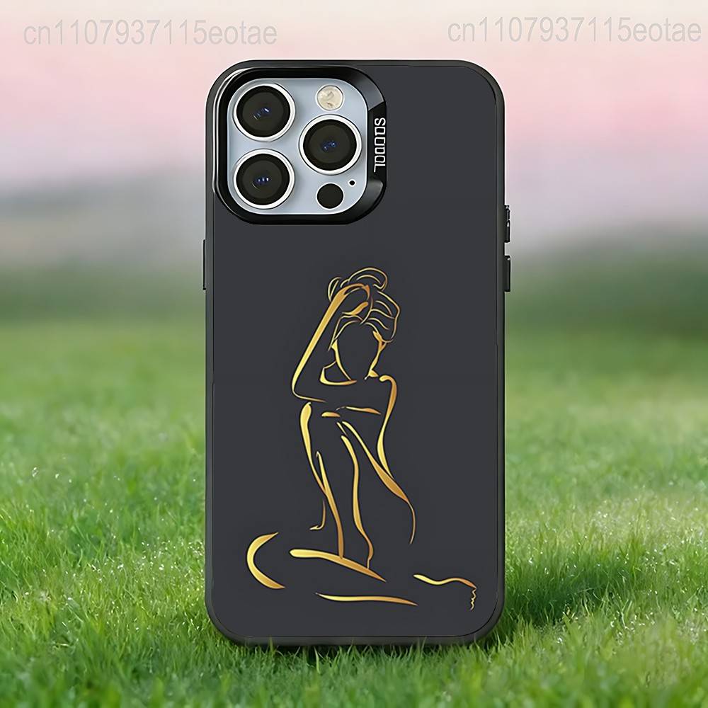 

Sexy Body curve Art Woman Phone Case For iPhone 17,16,15,14,13,12,11,Pro,Max,Plus,E,Air,Mini Black Tpu IMD Cover iPhone14