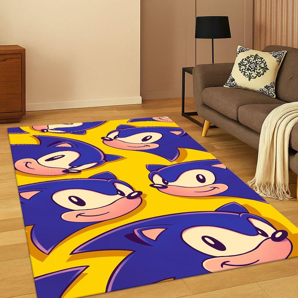 Klasyczny dywanik S-Sonic Game Kreskówkowy Jeż do Sypialni Salonu Kanapy Wystroju Domu, Dywanik dla Dzieci Mata Podłogowa Antypoślizgowa Prezent