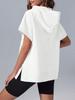 Women's Oversized Half Zip Hoodie Short Sleeve Pullover Sweatshirt Top with Pockets