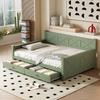 Schlafsofa Flieks 90x200 Tagesbett mit Stauraum, Funktionsbett mit 2 Schubladen, Grün