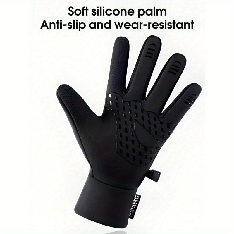 Black Winter Cycling Gloves, Touch Screen Compatible, Waterproof, Thermal Lined Hand Warmers, Anti-Slip Silicone Grip for Men and Women